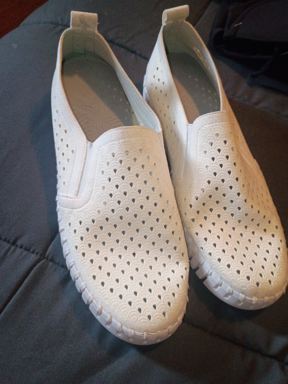 Ilse Jacobsen Women's White Perforated Slip-On Loafers